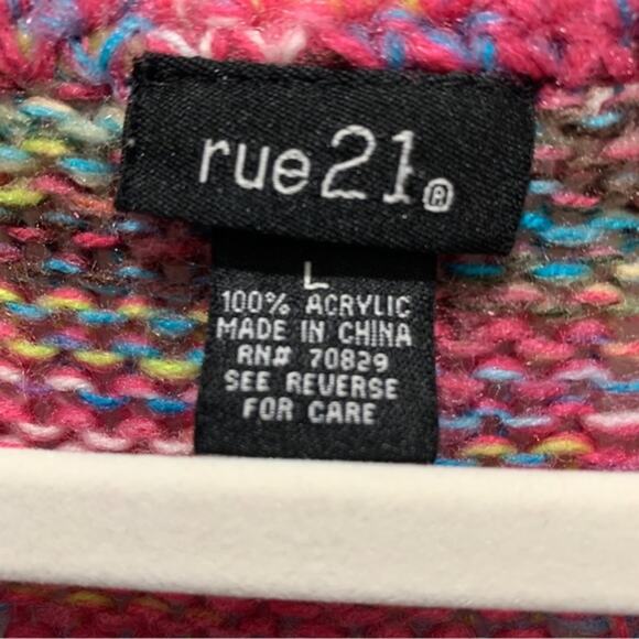 Rue 21 sweater very colorful‎ pull on front two pockets size large - Picture 6 of 7